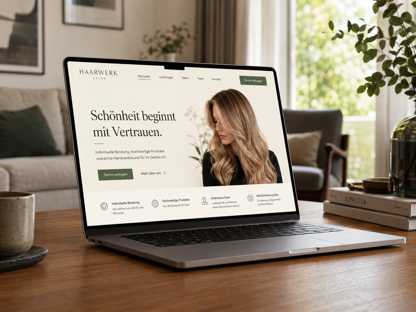 Beispiel einer modernen Webseite auf einem Laptop