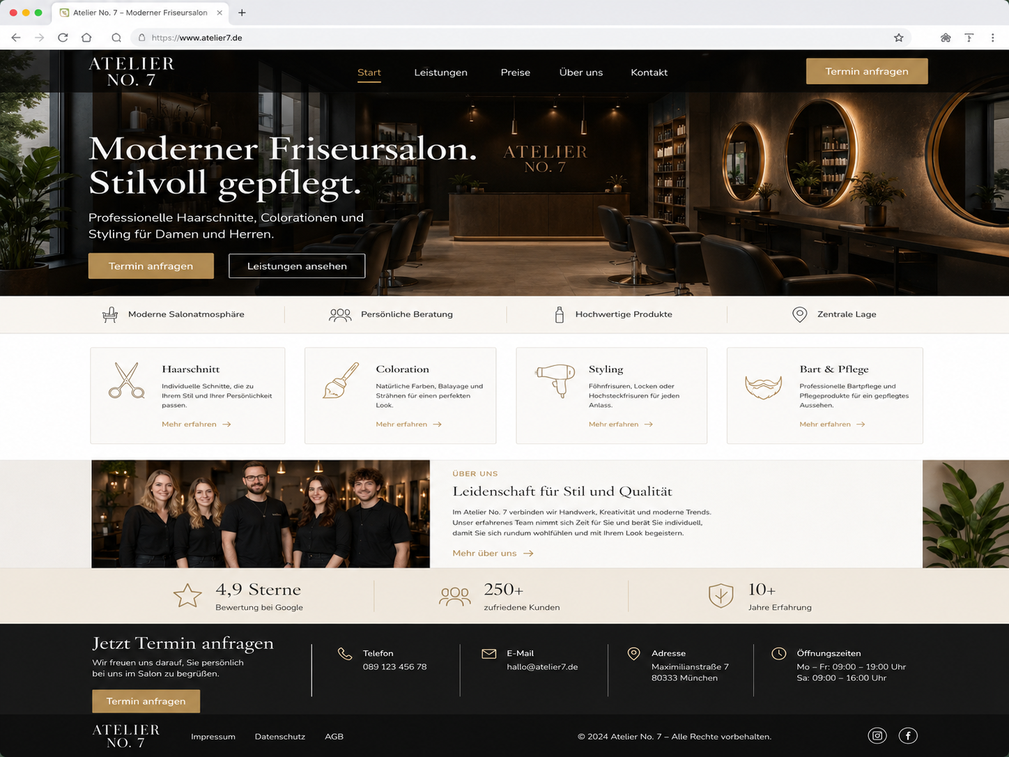 Beispiel-Webseite für einen Friseursalon